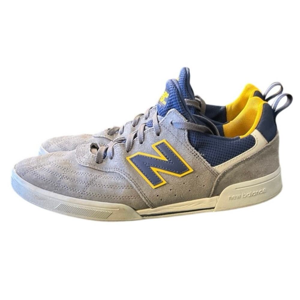 New Balance Numeric 288 Sneakers Mens 10 Gray Suede Skate Shoes Blue Yellow